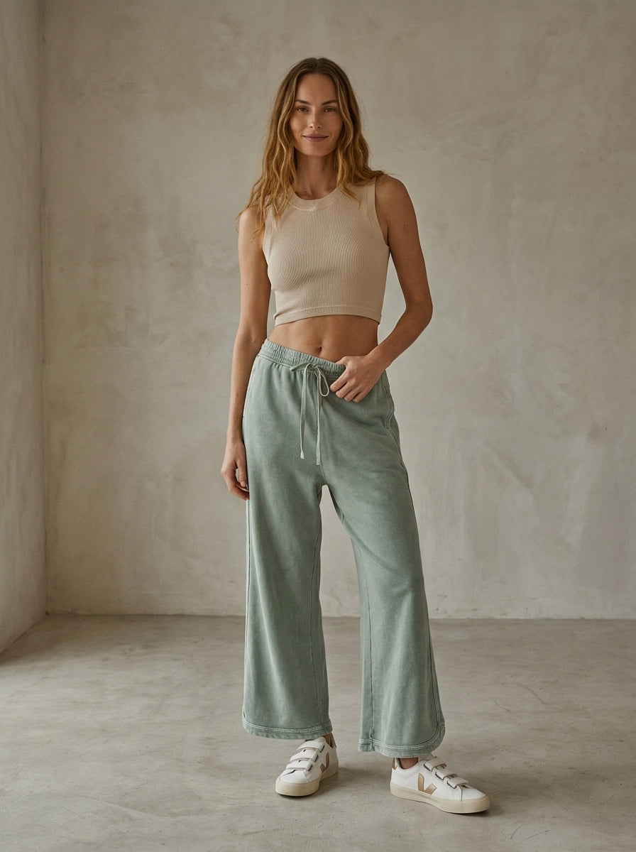 The Essential Drawstring Mineral Washed Terry Knit Pants