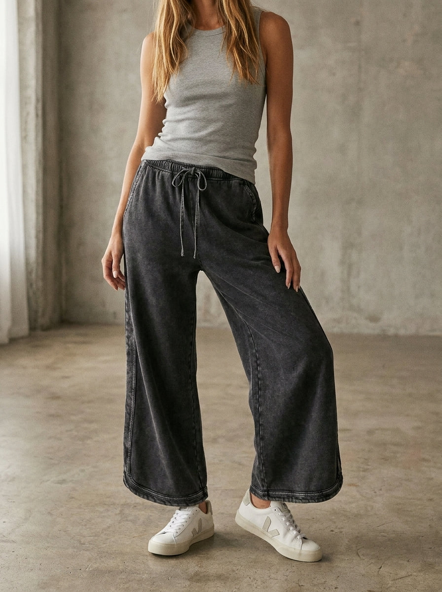 The Essential Drawstring Mineral Washed Terry Knit Pants