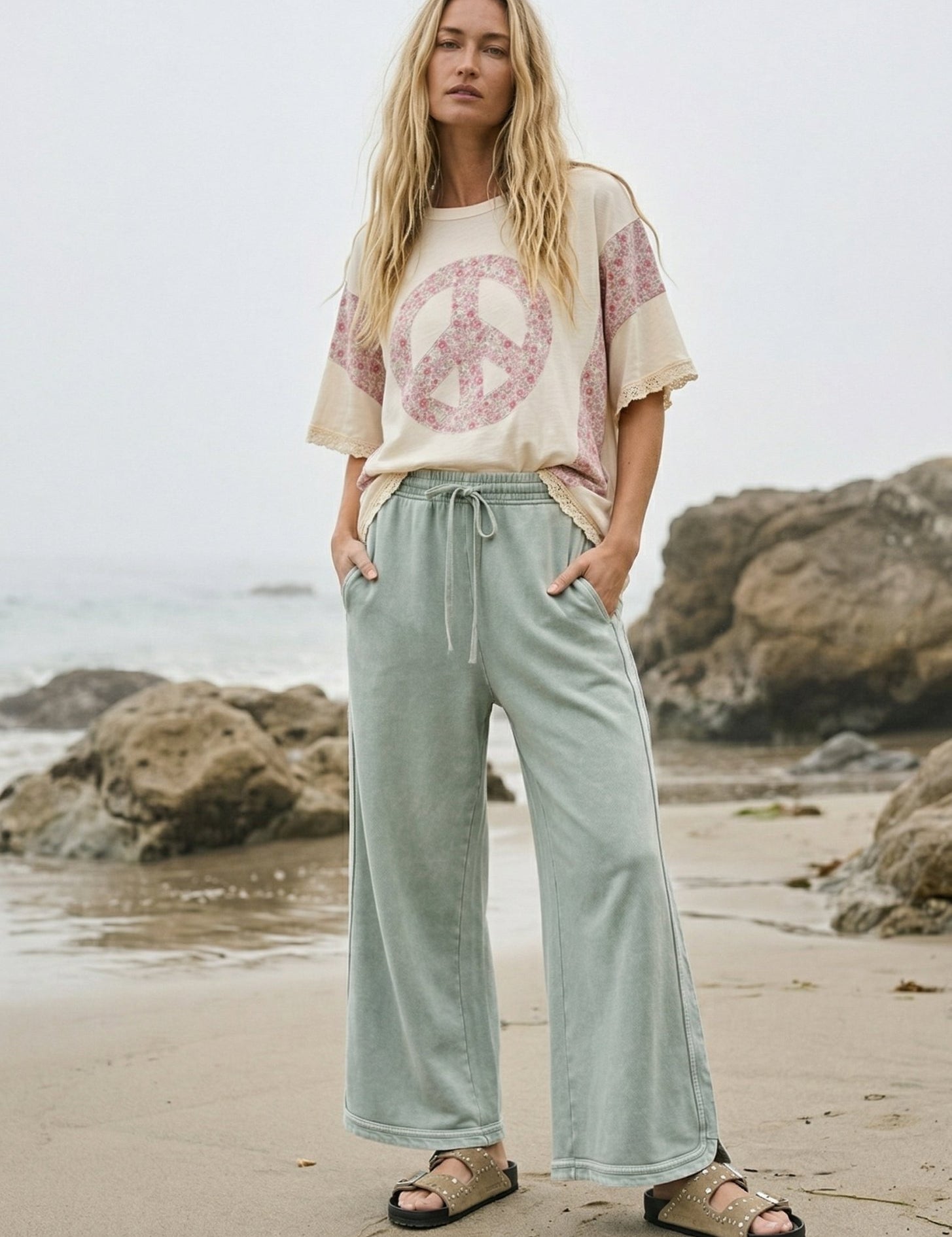 Topanga Mineral Washed Terry Knit Pants - Westly