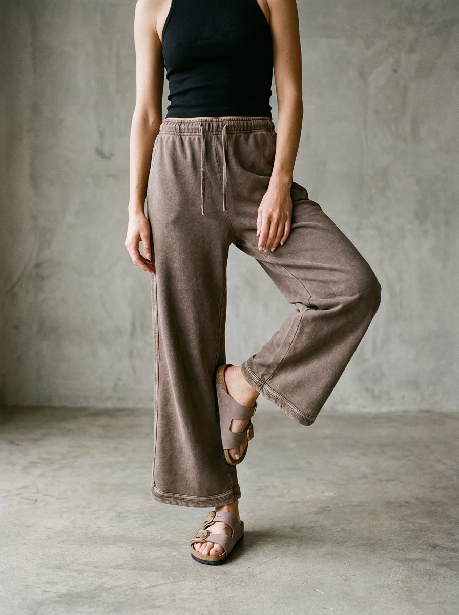 The Essential Drawstring Mineral Washed Terry Knit Pants