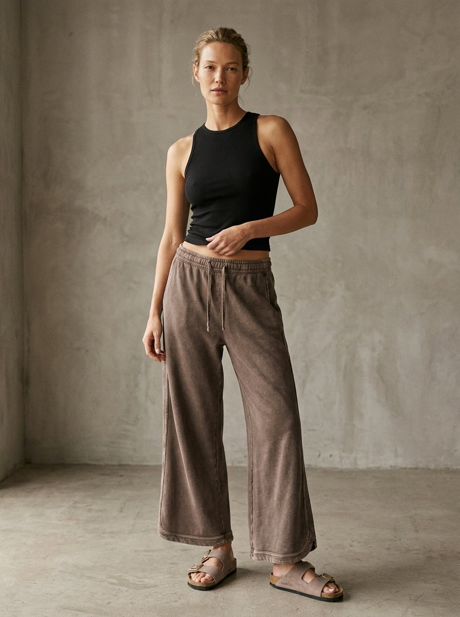 The Essential Drawstring Mineral Washed Terry Knit Pants