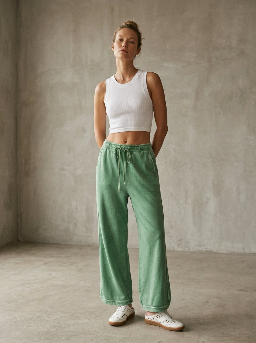 The Essential Drawstring Mineral Washed Terry Knit Pants