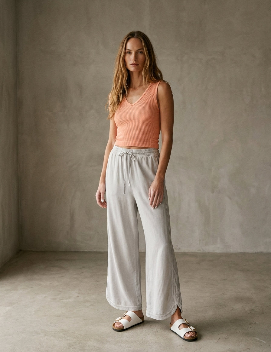 The Essential Drawstring Mineral Washed Terry Knit Pants