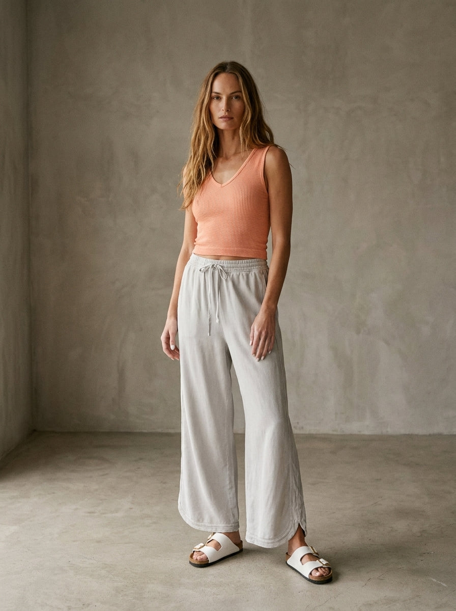 The Essential Drawstring Mineral Washed Terry Knit Pants
