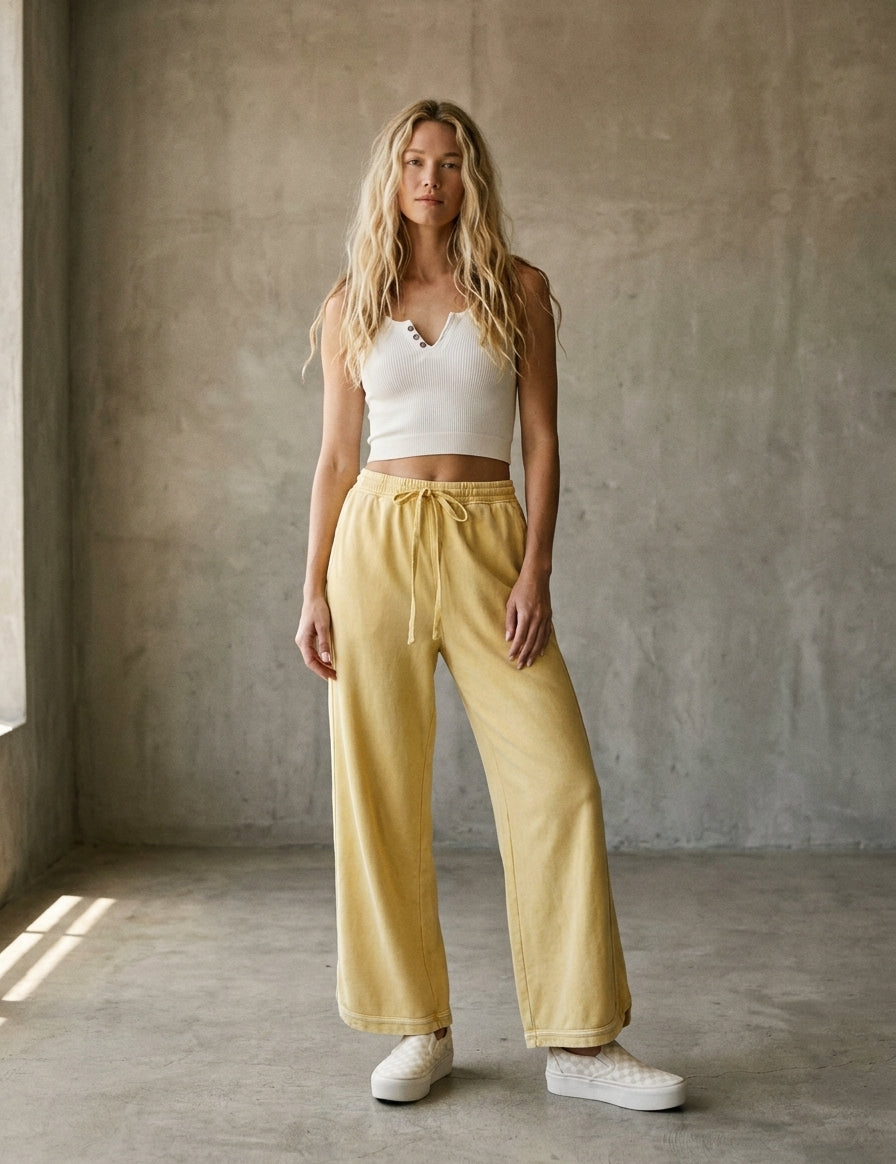 The Essential Drawstring Mineral Washed Terry Knit Pants
