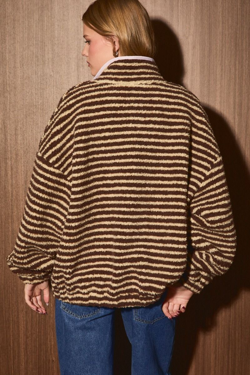 Trailhead Striped Fleece Jacket in Brown Taupe Stripe - product photo 9