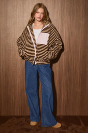 Trailhead Striped Fleece Jacket in Brown Taupe Stripe - product photo 10