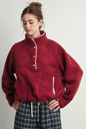 Trailmarker Gingham Trim Fleece Pullover in Berry Multi - product photo 1