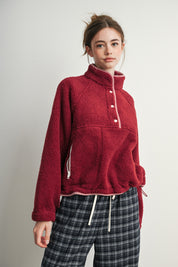 Trailmarker Gingham Trim Fleece Pullover in Berry Multi - product photo 3