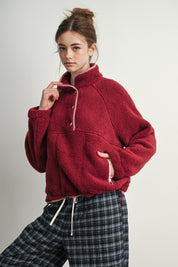 Trailmarker Gingham Trim Fleece Pullover in Berry Multi - product photo 4