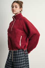 Trailmarker Gingham Trim Fleece Pullover in Berry Multi - product photo 5