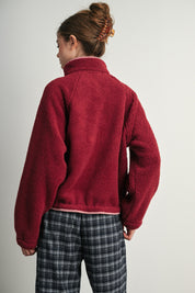 Trailmarker Gingham Trim Fleece Pullover in Berry Multi - product photo 7