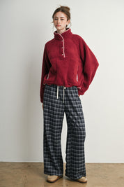 Trailmarker Gingham Trim Fleece Pullover in Berry Multi - product photo 8