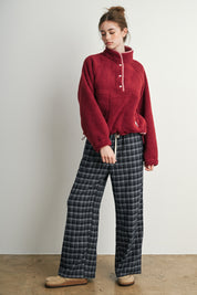 Trailmarker Gingham Trim Fleece Pullover in Berry Multi - product photo 9