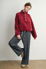 Trailmarker Gingham Trim Fleece Pullover in Berry Multi - product photo 10