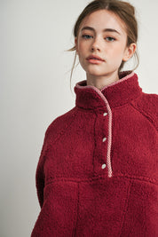 Trailmarker Gingham Trim Fleece Pullover in Berry Multi - product photo 11