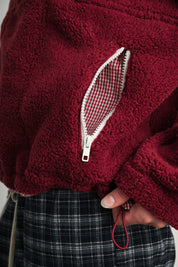 Trailmarker Gingham Trim Fleece Pullover in Berry Multi - product photo 12