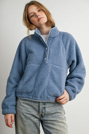 Trailmarker Gingham Trim Fleece Pullover in Blue Multi - product photo 1