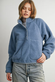 Trailmarker Gingham Trim Fleece Pullover in Blue Multi - product photo 3
