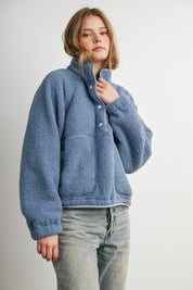 Trailmarker Gingham Trim Fleece Pullover in Blue Multi - product photo 6