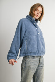 Trailmarker Gingham Trim Fleece Pullover in Blue Multi - product photo 7