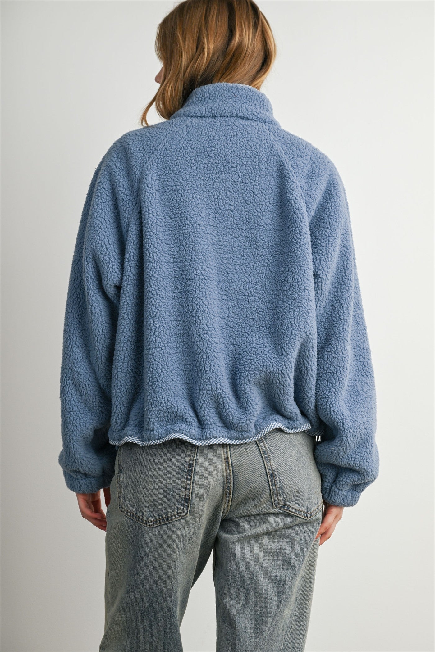 Trailmarker Gingham Trim Fleece Pullover in Blue Multi - product photo 8