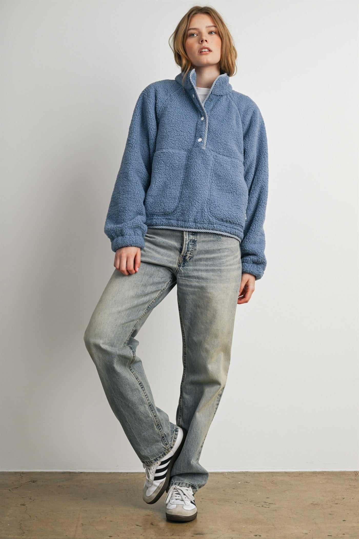 Trailmarker Gingham Trim Fleece Pullover in Blue Multi - product photo 10