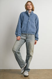 Trailmarker Gingham Trim Fleece Pullover in Blue Multi - product photo 10