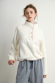 Trailmarker Gingham Trim Fleece Pullover in Ivory Multi - product photo 8