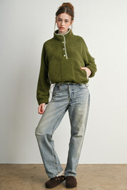 Trailmarker Gingham Trim Fleece Pullover in Olive Multi - product photo 10