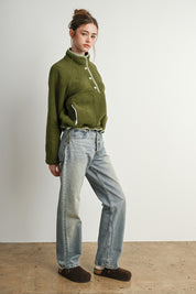 Trailmarker Gingham Trim Fleece Pullover in Olive Multi - product photo 11