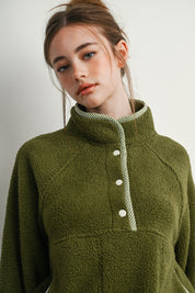 Trailmarker Gingham Trim Fleece Pullover in Olive Multi - product photo 12