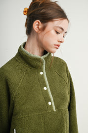 Trailmarker Gingham Trim Fleece Pullover in Olive Multi - product photo 13