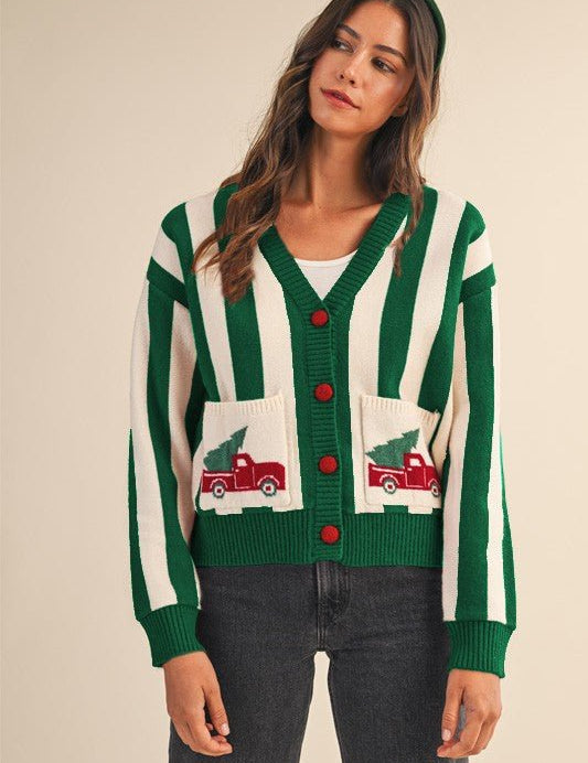 Tree Farm Pocket Stripe Cardigan - Westly