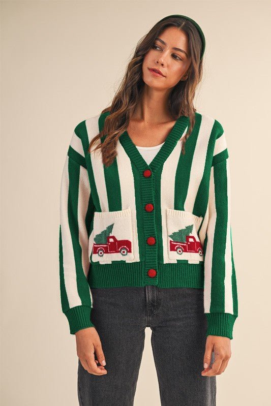 Tree Farm Pocket Stripe Cardigan - Westly