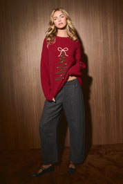 Trim the Tree Embroidered Knit Sweater - Westly