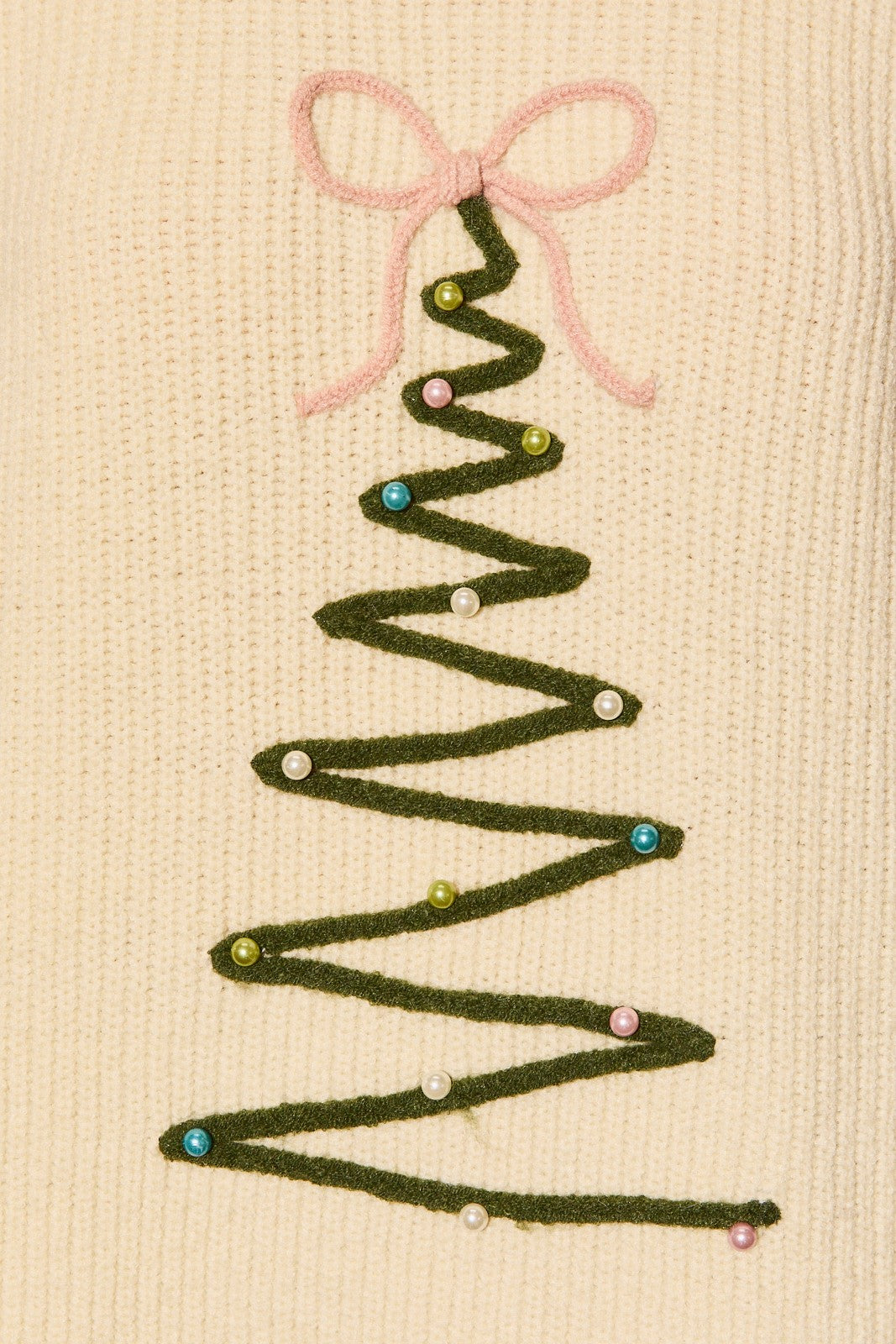 Trim the Tree Embroidered Knit Sweater in Cream — product photo 07