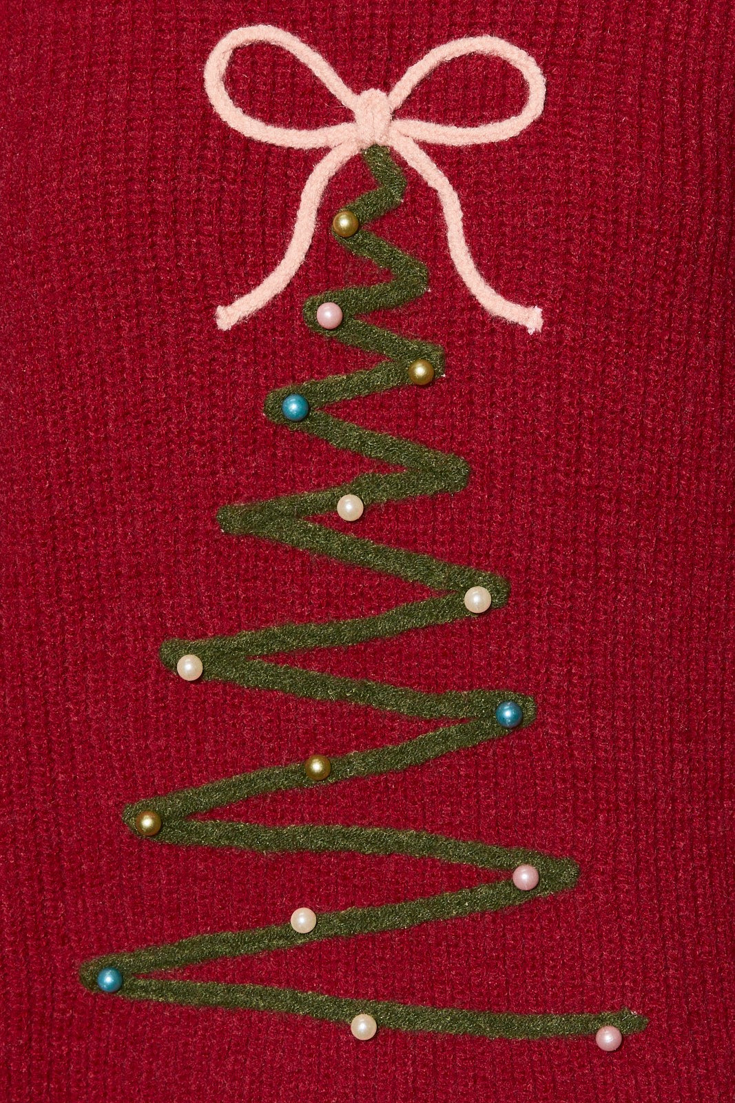 Trim the Tree Embroidered Knit Sweater in Red — product photo 06