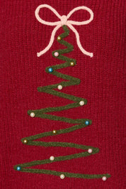 Trim the Tree Embroidered Knit Sweater in Red — product photo 06