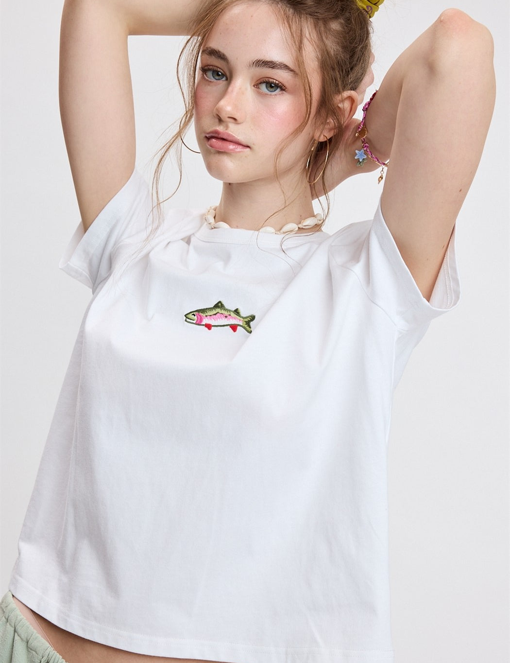Trout Creek Embroidered Tee - Off White