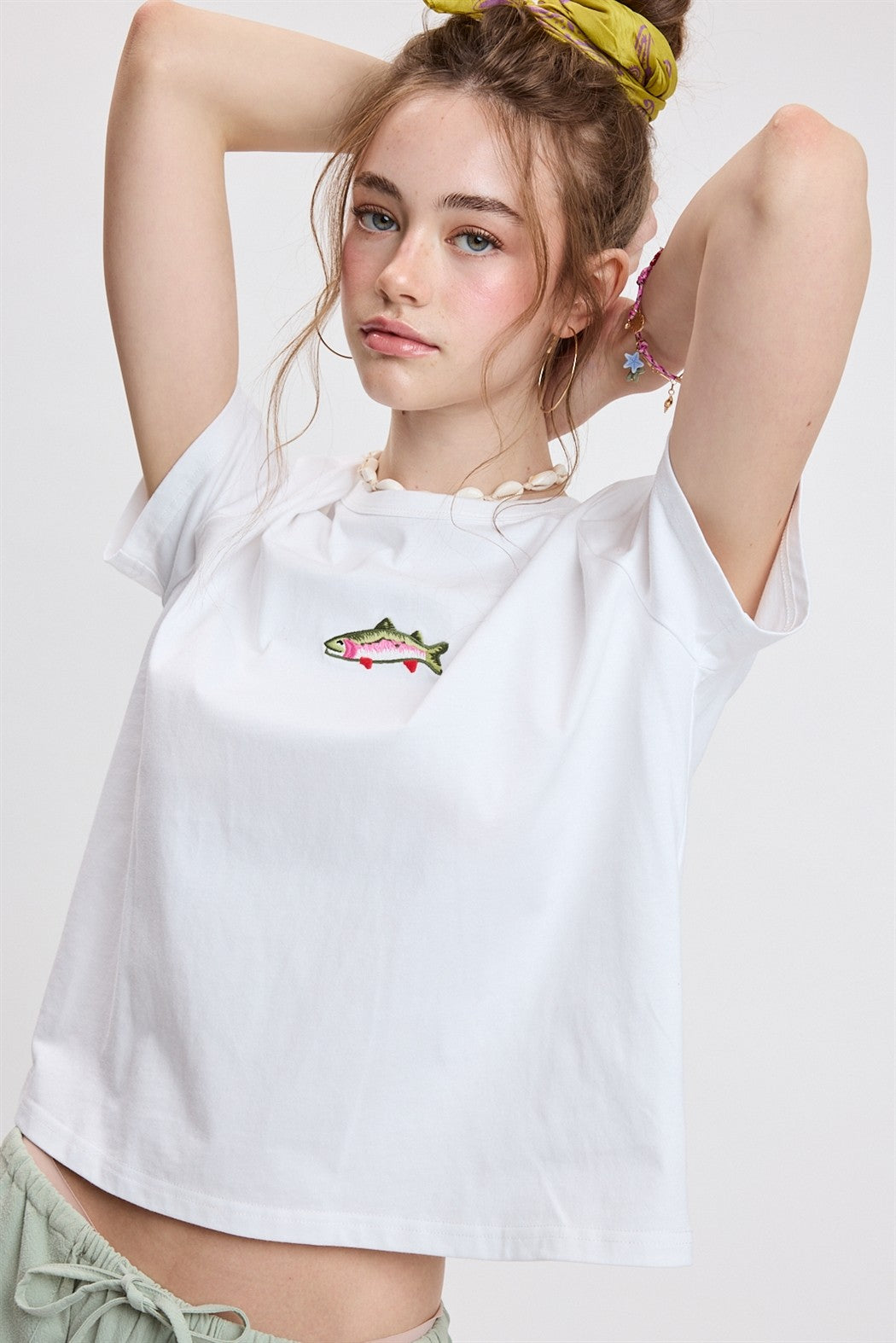 Trout Creek Embroidered Tee - Off White