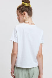 Trout Creek Embroidered Tee - Off White