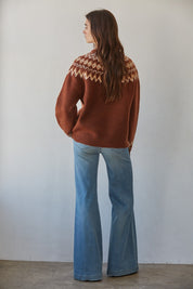 Tundra Fair Isle Mock Neck Sweater in Chocolate Cream - product photo 3