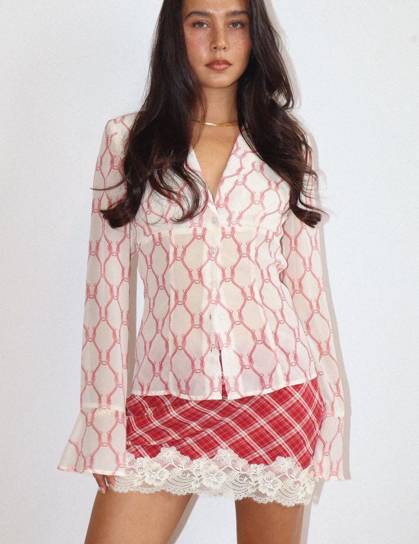 Twelfth Night Lace Trim Plaid Mini Skirt - Westly