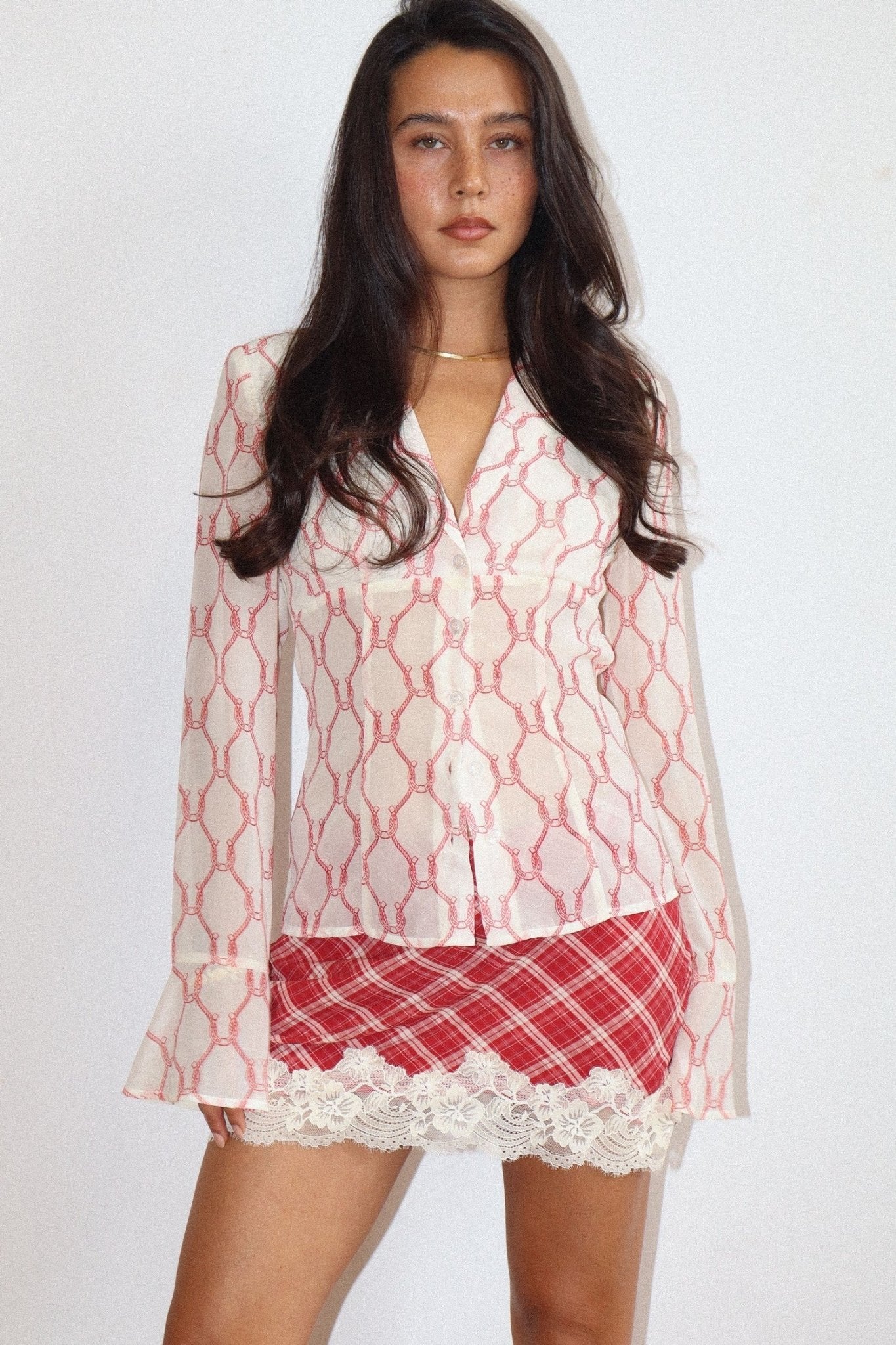 Twelfth Night Lace Trim Plaid Mini Skirt - Westly