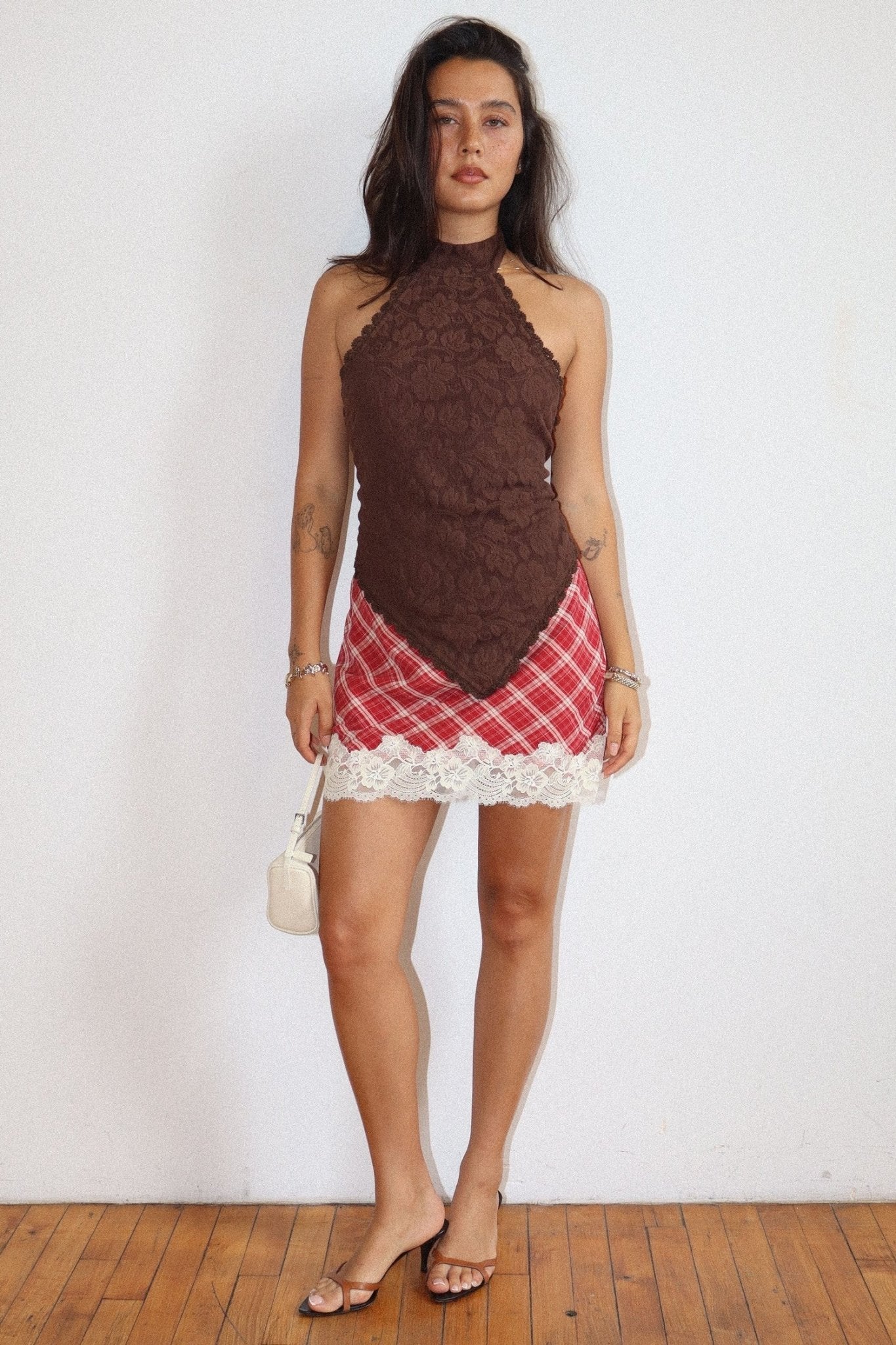 Twelfth Night Lace Trim Plaid Mini Skirt - Westly