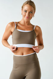 Twice Around Double Strap Sports Bra in Truffle, photo 1