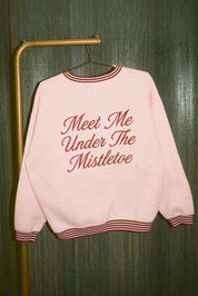 Under the Mistletoe Graphic V-Neck Sweatshirt in Light Pink — product photo 06