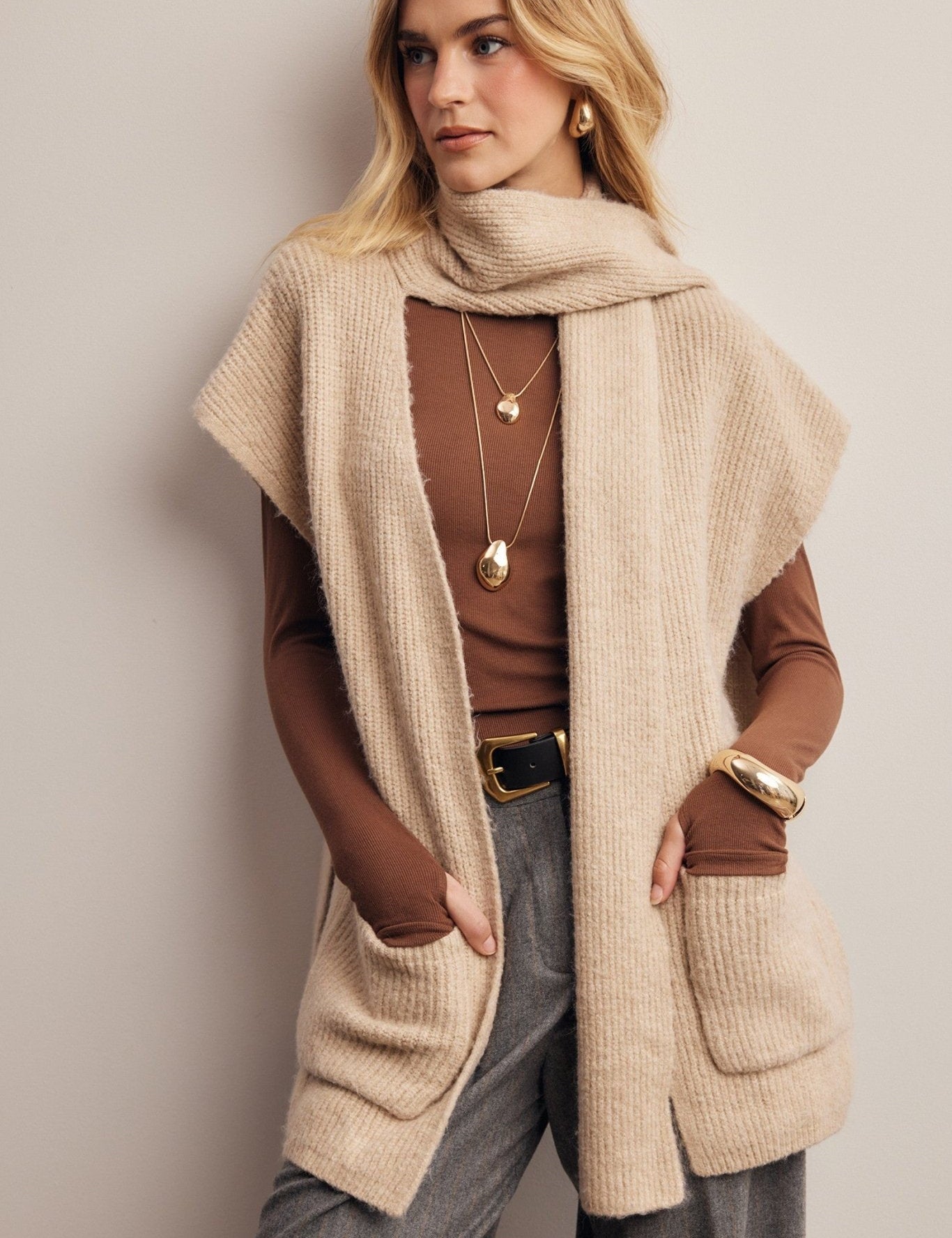 Under Wraps Scarf Knit Vest - Westly