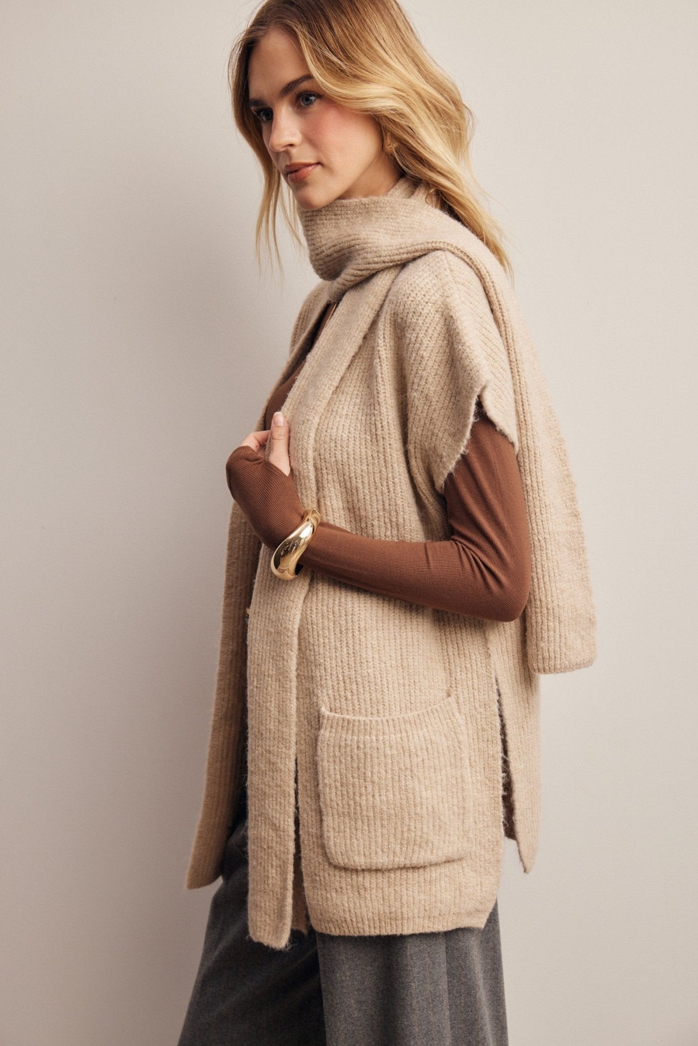 Under Wraps Scarf Knit Vest - Westly
